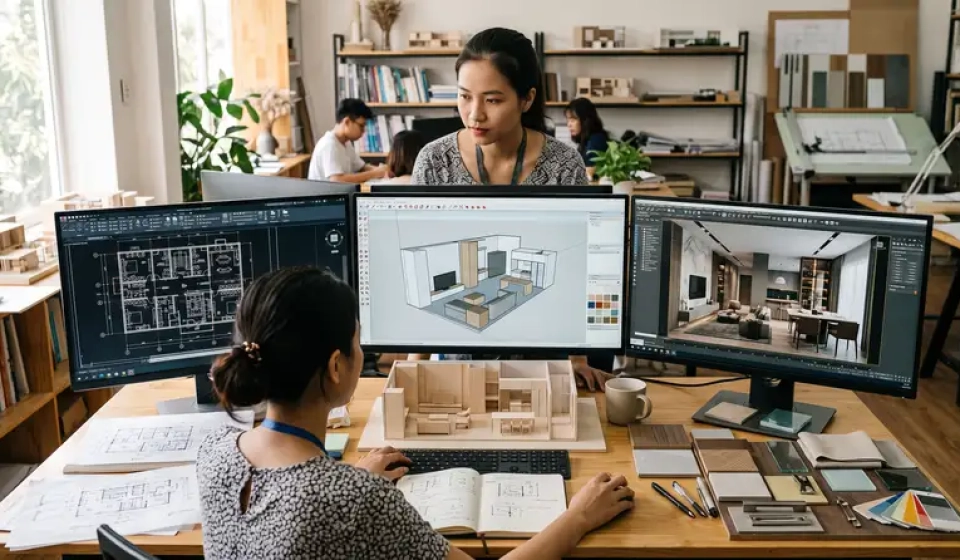 Phần Mềm Thiết Kế Nội Thất 3D: Nên Học AutoCAD, SketchUp Hay 3ds Max?